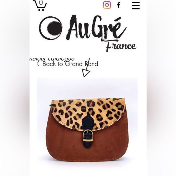 Augré F. Pony Hair And Leather Tan Raspberry Leather Crossbody Bag - Picture 11 of 11